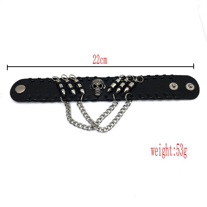 European-American Punk Skull Rivet Leather Men's Bracelet