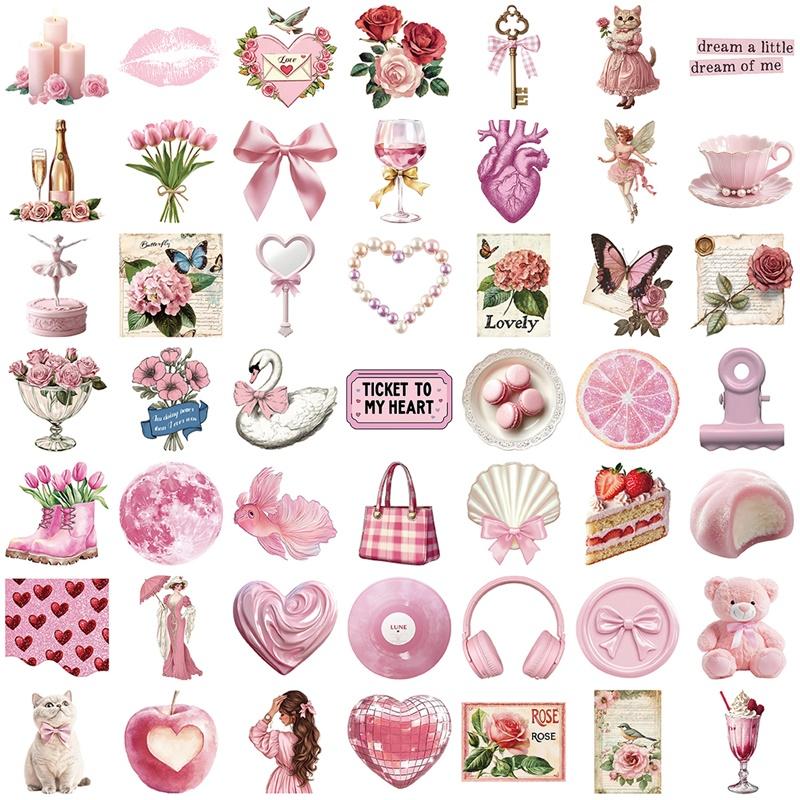 10/30/50PCS Kawaii Pink Angel PVC Sticky Sticker Aesthetic Stationery DIY Children's Decoration Scrapbooking School Supplies