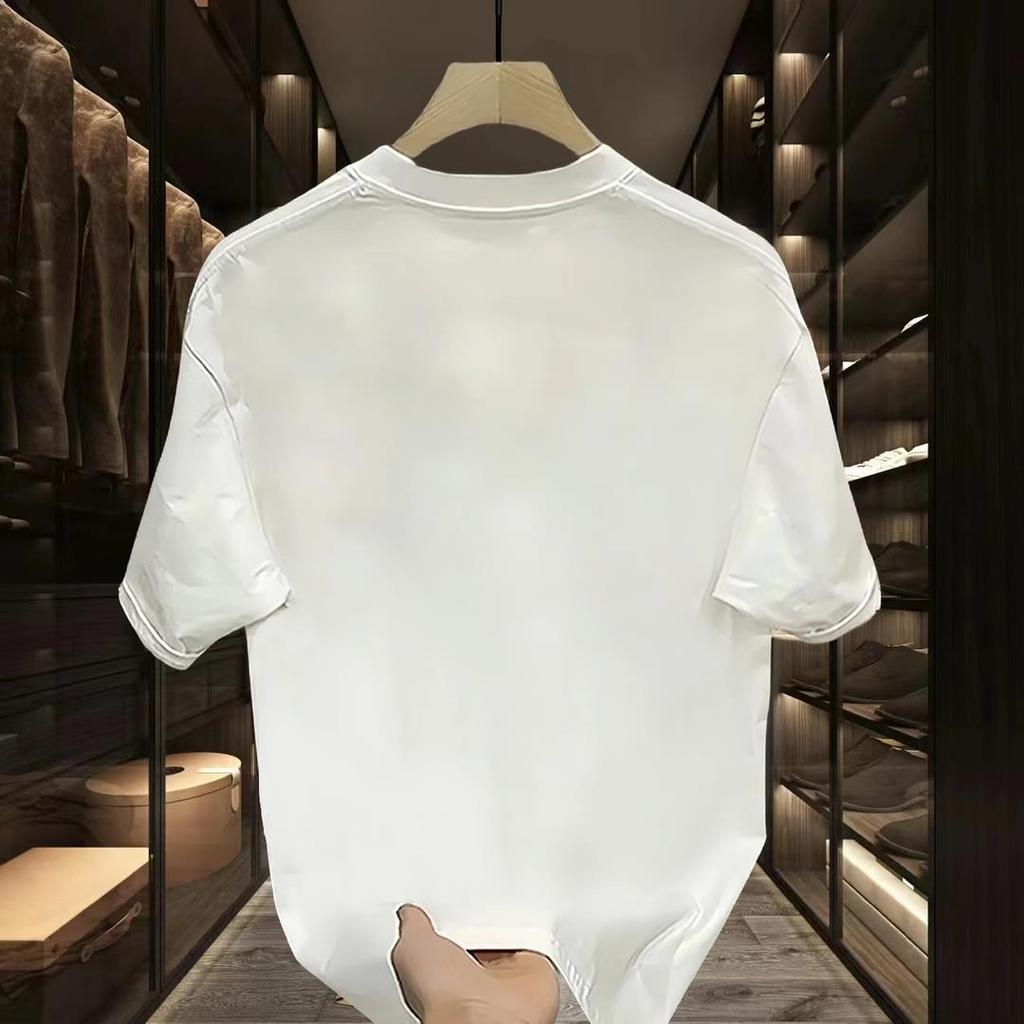 2025 Trendiges Amerikanisches Sommer-T-Shirt für Herren, Atmungsaktiv, Locker geschnitten, Kurzarm, Rundhalsausschnitt & Vielseitiges Einstecktuch