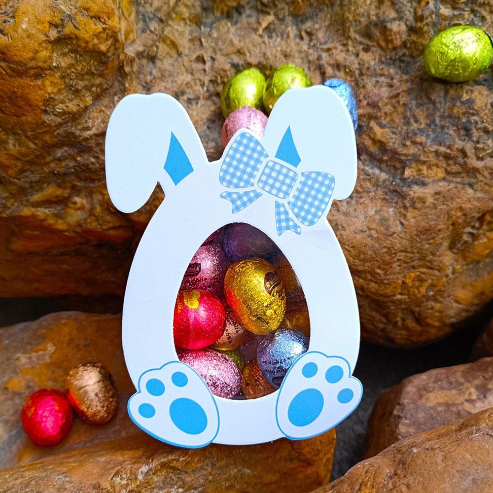 10pcs Cute Pink Blue Rabbit Ear Paper Candy Boxes Happy Easter Biscuit Chocolate Packaging Box Baby Shower Easter Party Supplies