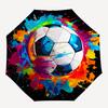 Soccer Ball Artwork Automatic Folding Umbrella  Simple Eight Rib Design, Bright Color Pattern, Durable Iron Frame, Ideal for Travel and Outd