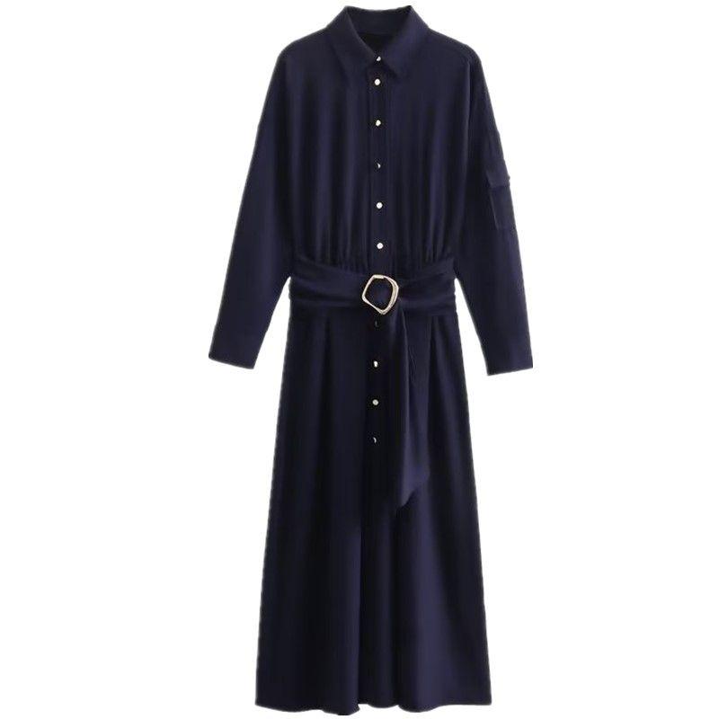 Fashion Style 2023 Autumn New Women's Clothing with Belt Midi Skirt Shirt Style Dress 2157232 401