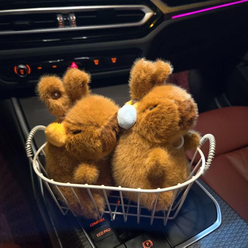 Movable Bunny Ears Capybara Plush Pendant Pull Rope Capybara Plushie Doll  Bag Hanging