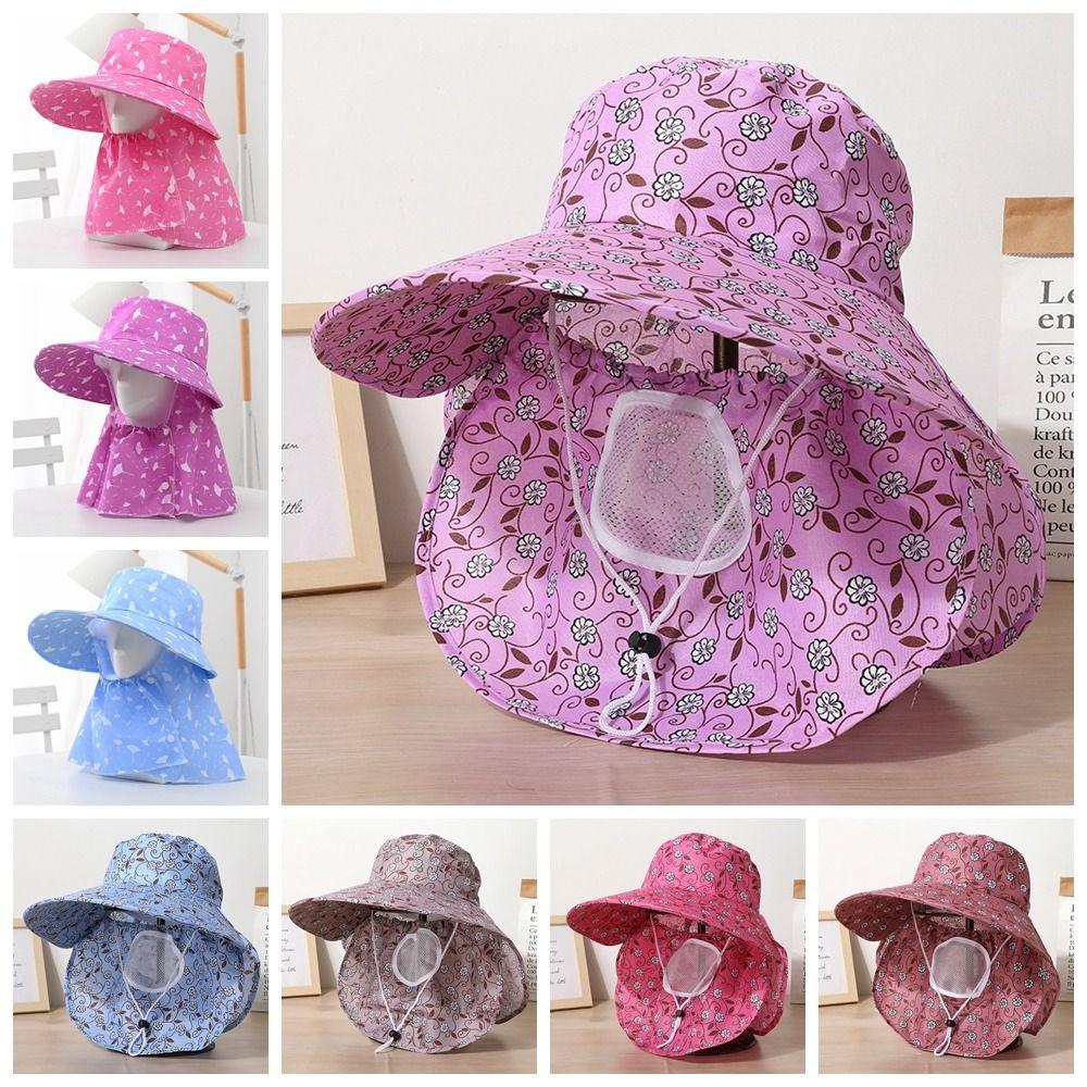 Face Mask Sunshade Shawl Cap Printing Agricultural Work Hat Fashion Wide Brim Sun Hat  Summer