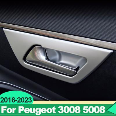 For Peugeot 3008 5008 GT Hybrid 2016-  Interior Door Handle Bowl Cover Trim Catch Frame Bezel Molding Garnish Surround