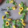2pcs Artificial Sunflower Garland Fake Yellow Sunflower Vine, Faux Silk Flower Hanging Rattan For Wall Decor, Wedding Arch, Home Party, Indoor