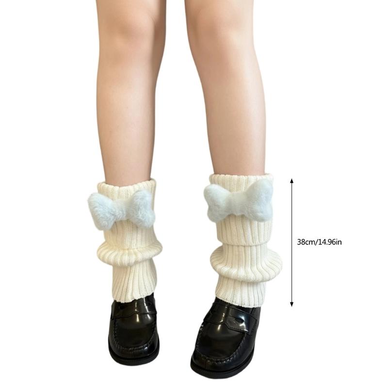Stacked Crew Socks Japanese Lovely Design Nonslip Ribbed Leg Warmers For School Uniforms And Fashion