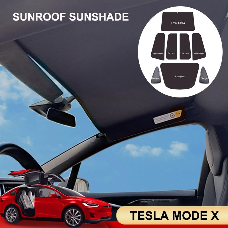 For Tesla Model X 2024 Front Rear Shield Glass Roof Sunshade Skylight Mesh Net Sunroof Blind Shading ModelX Sun Shades Visor