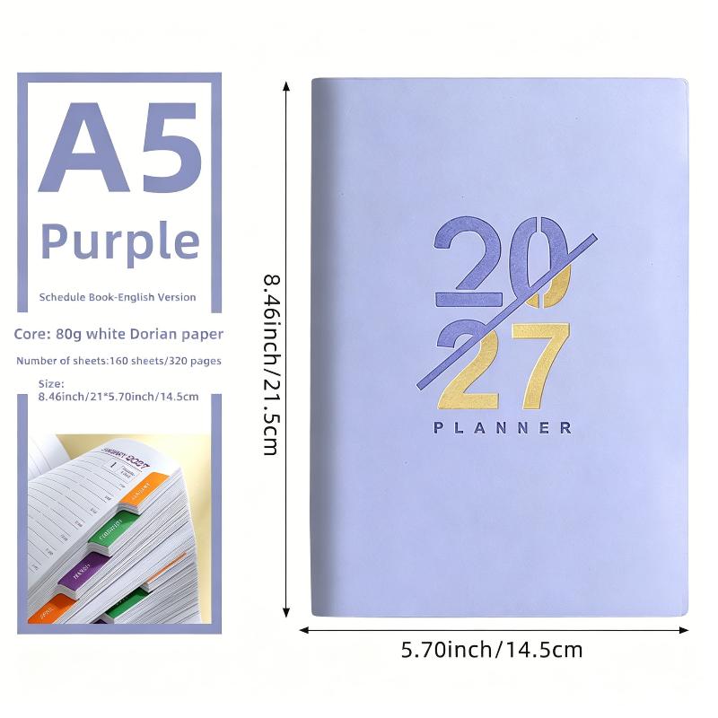 2027 English Work Schedule Planner Notepad Wear-resistant Thick Paper Efficiency Task List Notebook for Business Staff