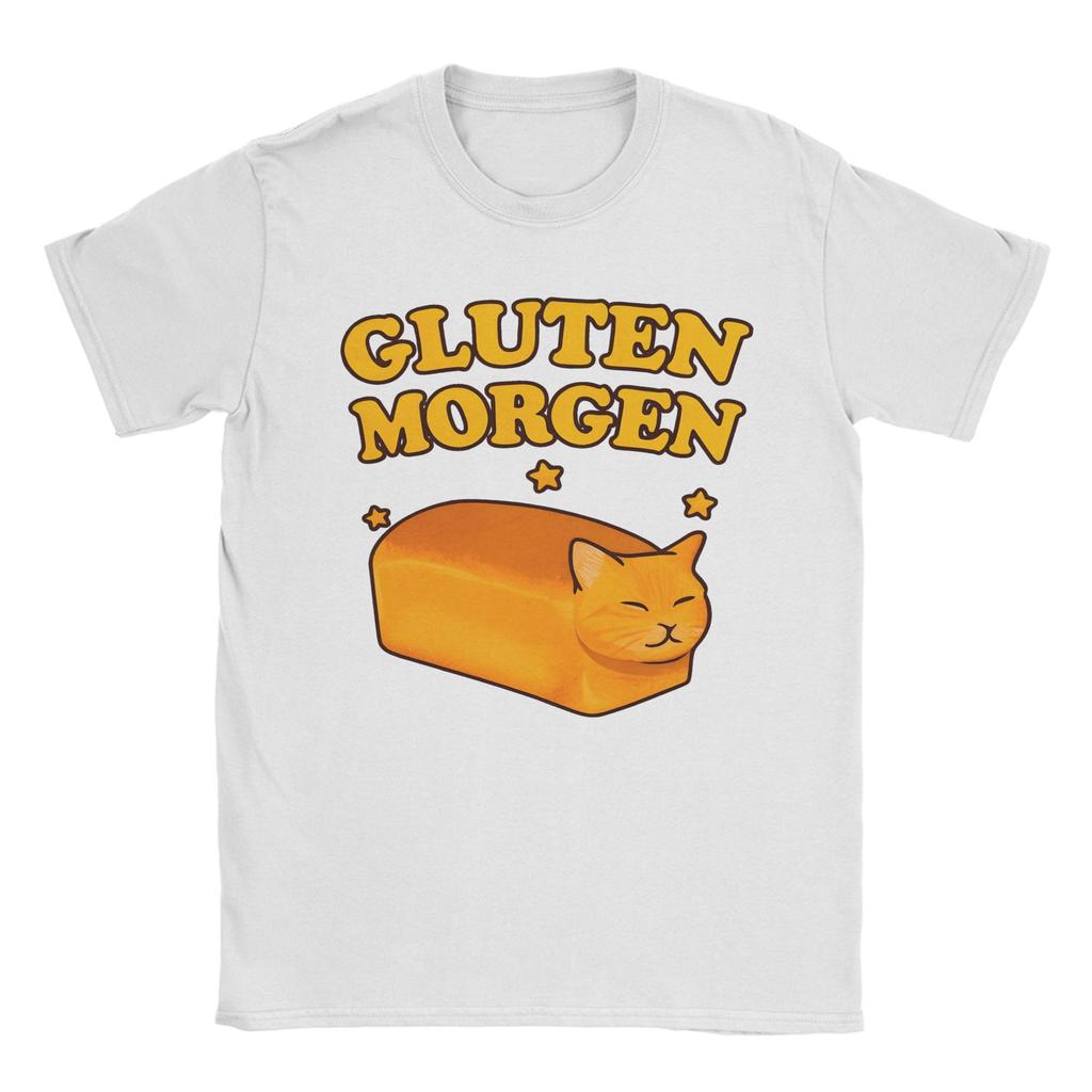 Unisex Unisex TShirt Gluten Morgen Funny Bread Cat Meme Cotton Tee Shirt Short Sleeve T Shirts Round Collar Clothing Plus Size
