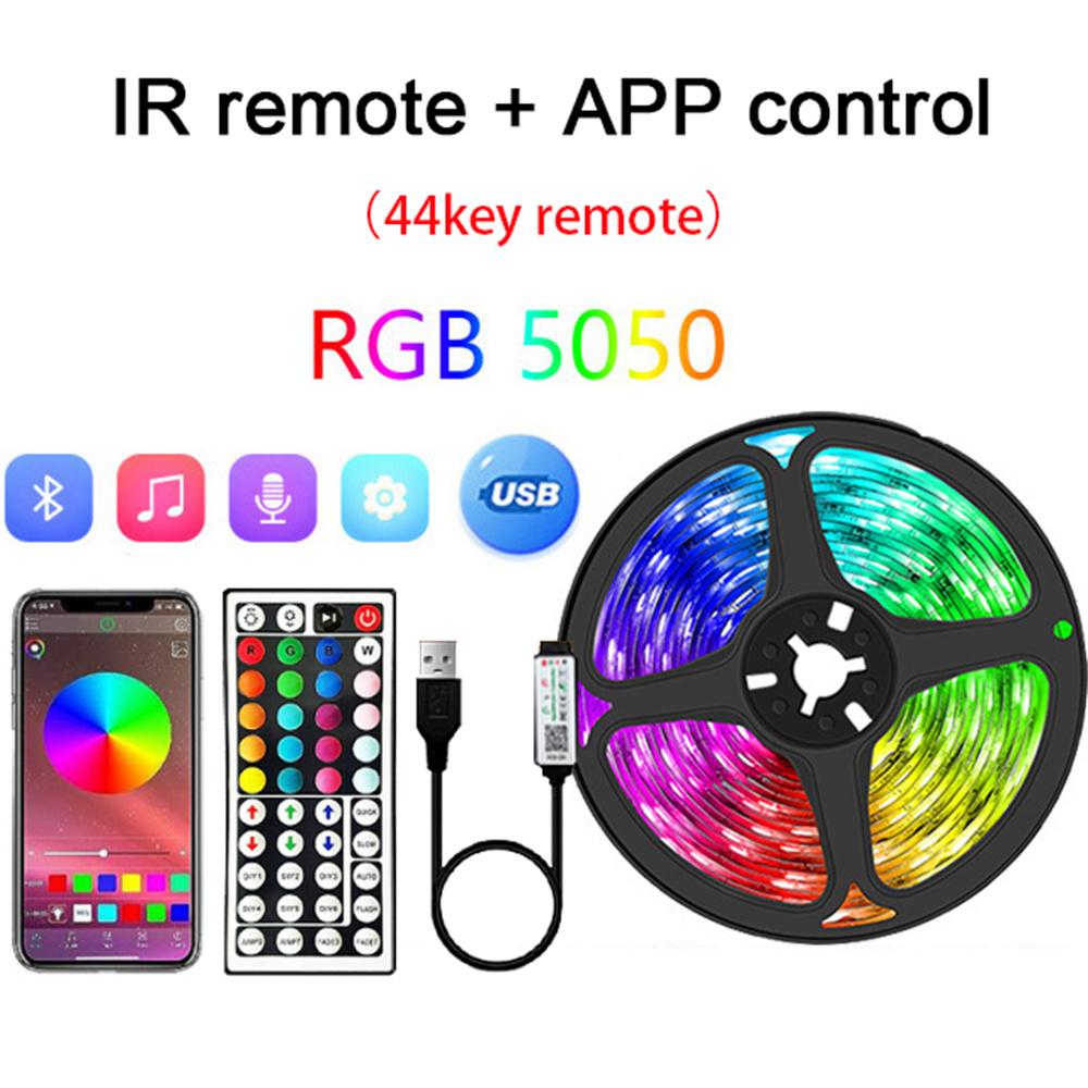 LED Strip Lights RGB5050 Bluetooth Control Led Ribbon Tape with 44 Keys Remote Lights Strip for Room Decoration TV Backlights