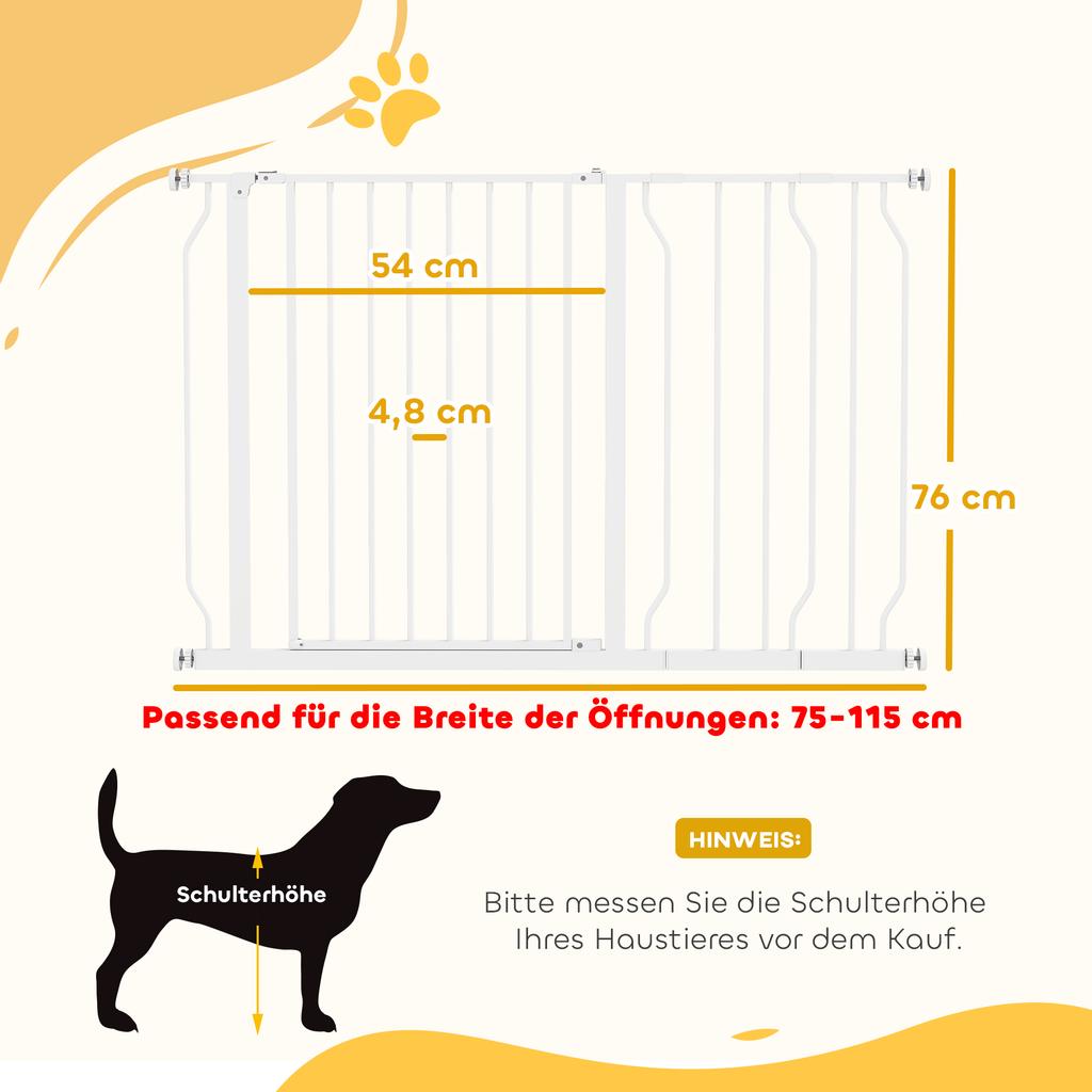 Wide Dog Safety Gate, with Door Pressure, for Doorways, Hallways, Staircases - White