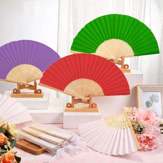 Handheld Fan Fine Workmanship Engraved Delicate Long-lasting Easy To Grip DIY Bamboo Folding Wedding Folding Hand Fan Gift