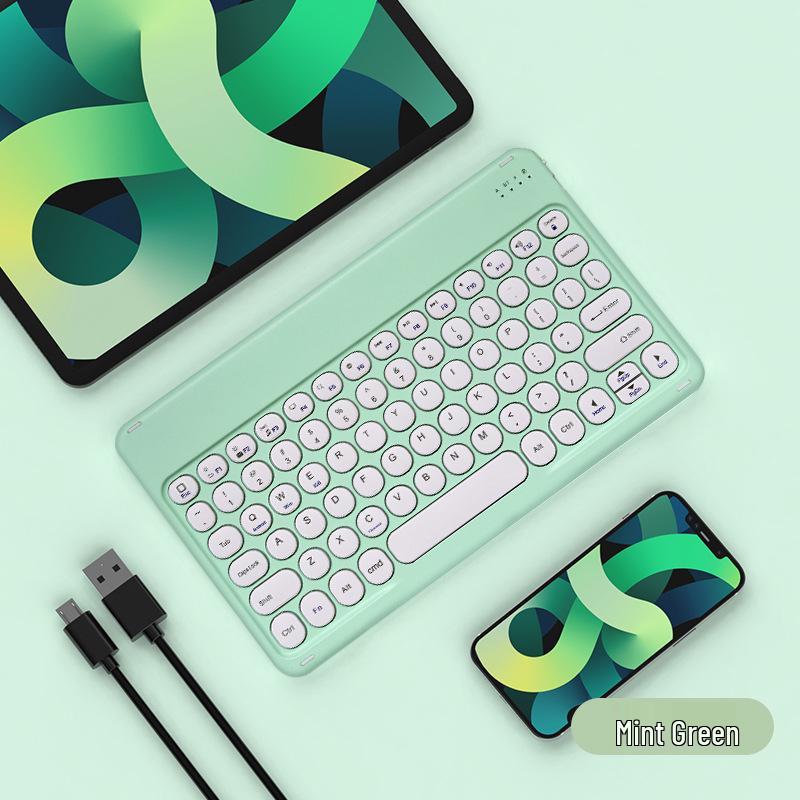 Wireless Bluetooth Keyboard with Round Keycaps for Apple & Huawei Tablets/Phones