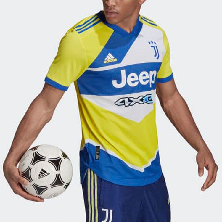 Adidas Striped Short Sleeve Football Jersey Juventus Second Away Player Edition Men Jersey Yellow GM7175