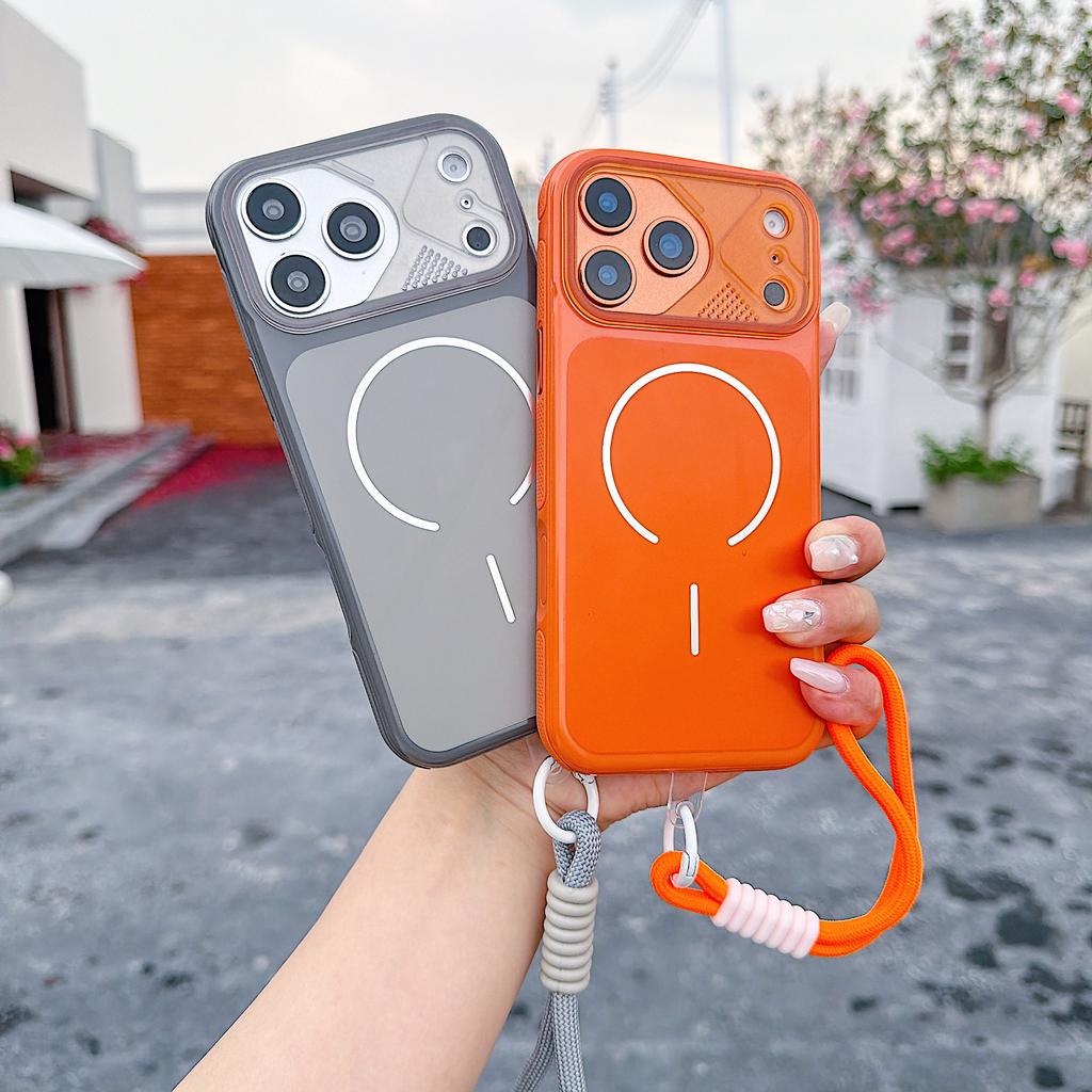 Wrist Strap Armor Case for iPhone 11-17 Pro Max Wireless Charging