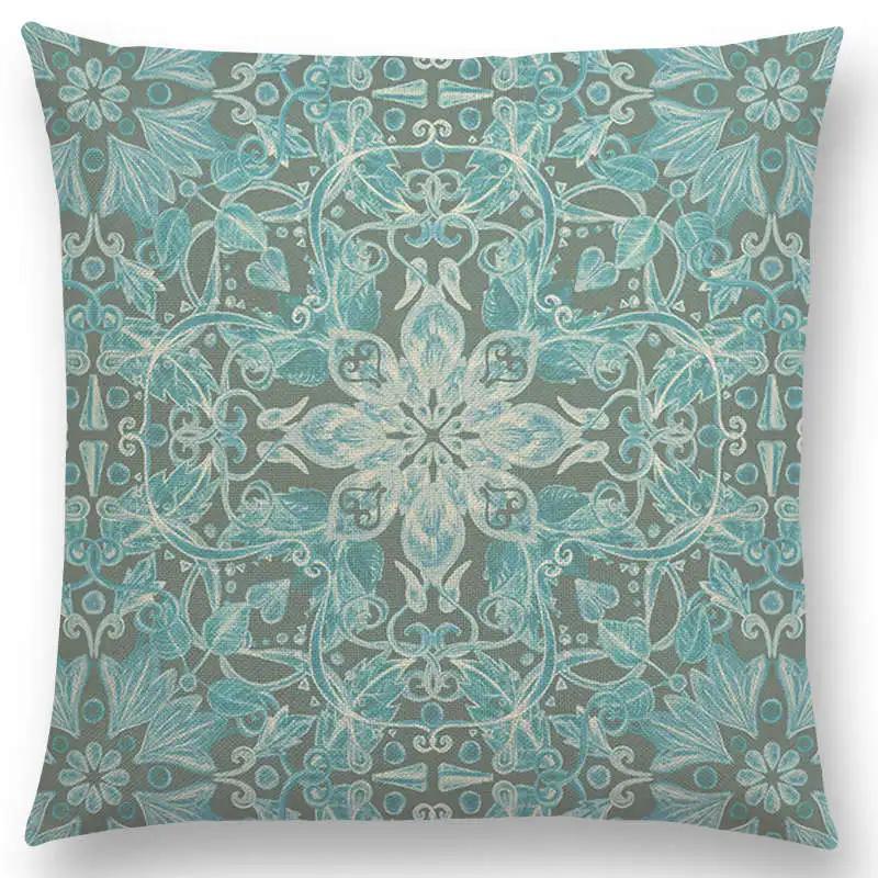 New Fantastic Snowflake Flowers Gorgeous Floral Doodle Colourful Decorative Pattern Mandalas Cushion Cover Sofa Pillow Case