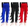 Womens Fringed Dance Pants Elastic Waist Tassel Design Tango Cha Cha Performance Trousers Tiered Latin Costume