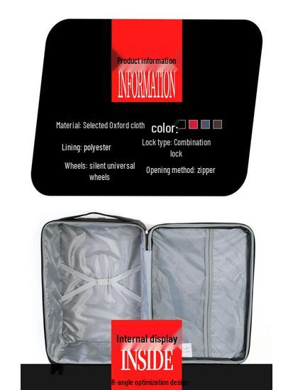 Trendiger großer Trolley-Koffer aus Oxford-Gewebe mit Zahlenschloss - Unisex Canvas und Leder, Koreanischer Stil