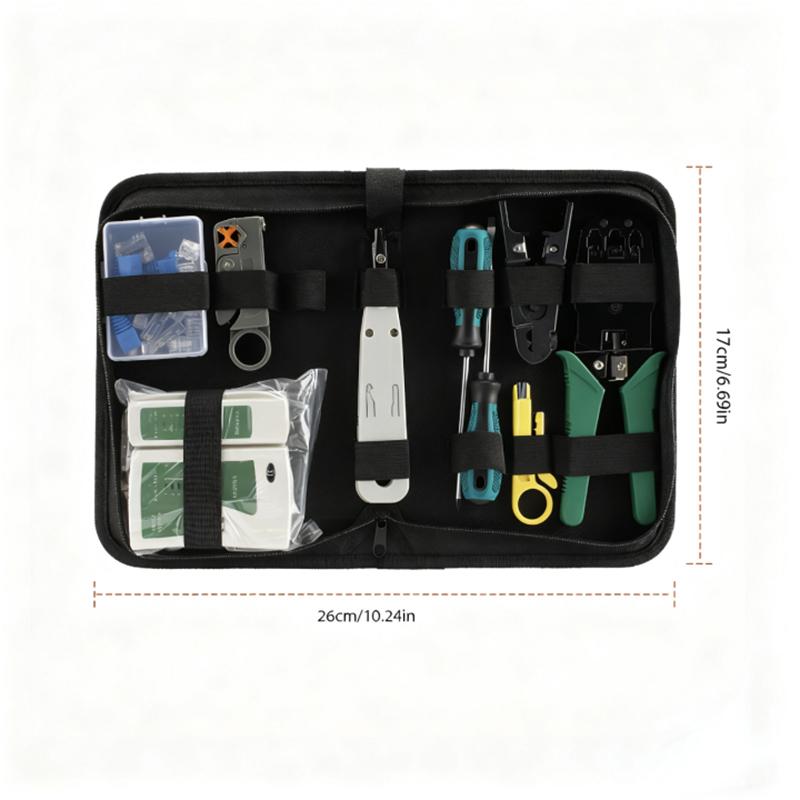 25pcs  Computer Network Repair Tool Kit LAN Cable Tester Wire Cutter Screwdriver Pliers Crimping Maintenance Tool Set