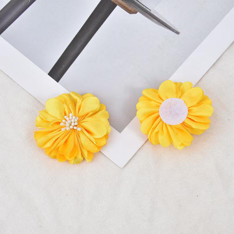 Retro Hong Kong Style Satin Flower Fabric Hair Accessories - Handmade Hair Ties, Headbands, Clips, and Earrings.