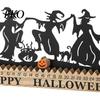Rustic Wooden Table Decor Halloween Dancing Witch Countdown Ornament, Home Classic Retro for Office Party Centerpiece, Spooky Haunted House