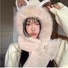New cute plush hat and scarf two-piece set with fox ears, hat and scarf in one piece