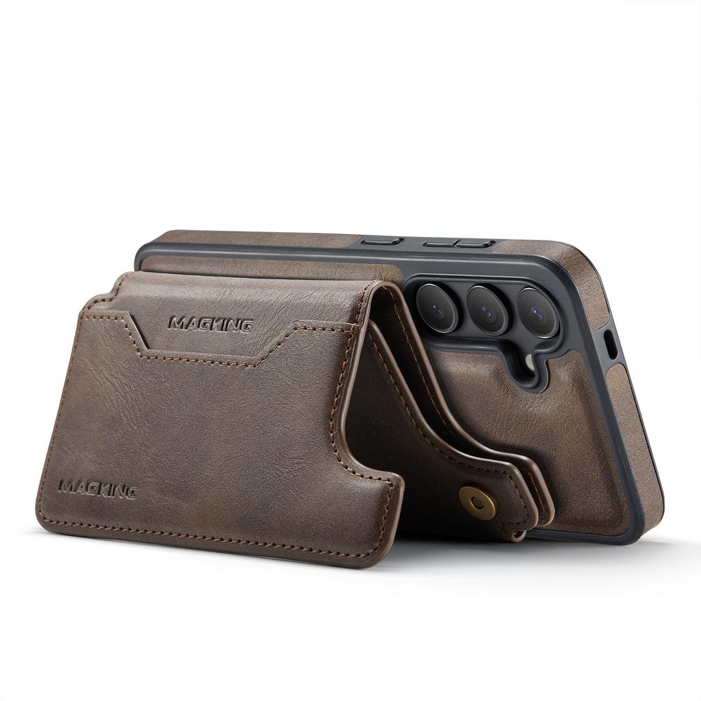 MAGKING K3 Series For Samsung Galaxy S25 Magnetic Case Wallet PC + TPU + PU Phone Cover