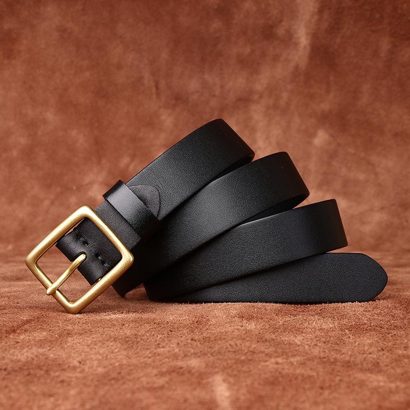 

Ремінь. Жіночий мінімалістичний модний універсальний латунний пряжковий ремінь із глянсовою шкірою з натуральної коров’ячої шкіри. Повсякденний джинсовий ремінь 90cm