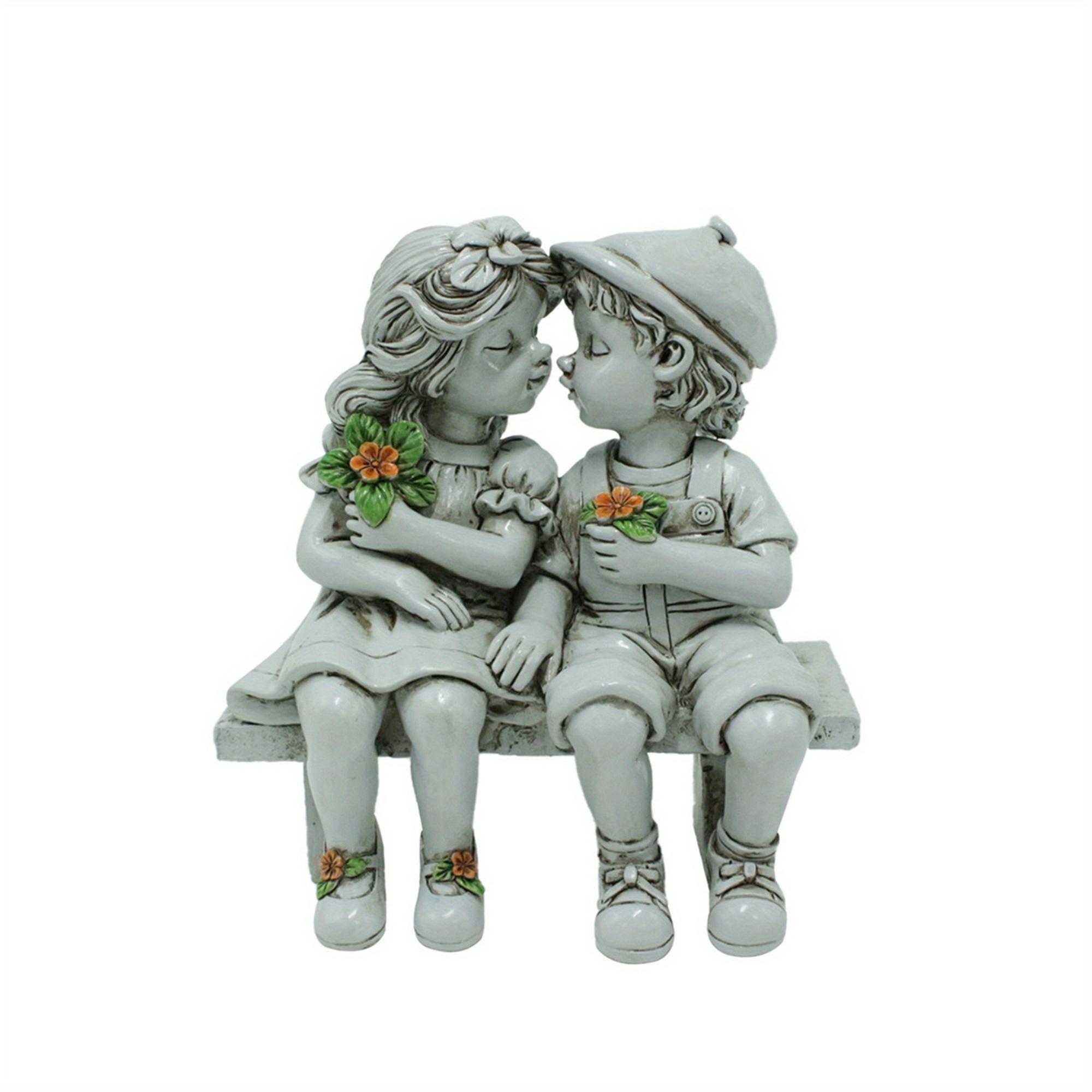 

Romantic Kissing Couple on Bench Resin Statue - Weather-Resistant Outdoor/Indoor Decorative Art Sculpture for Garden, Home Decor