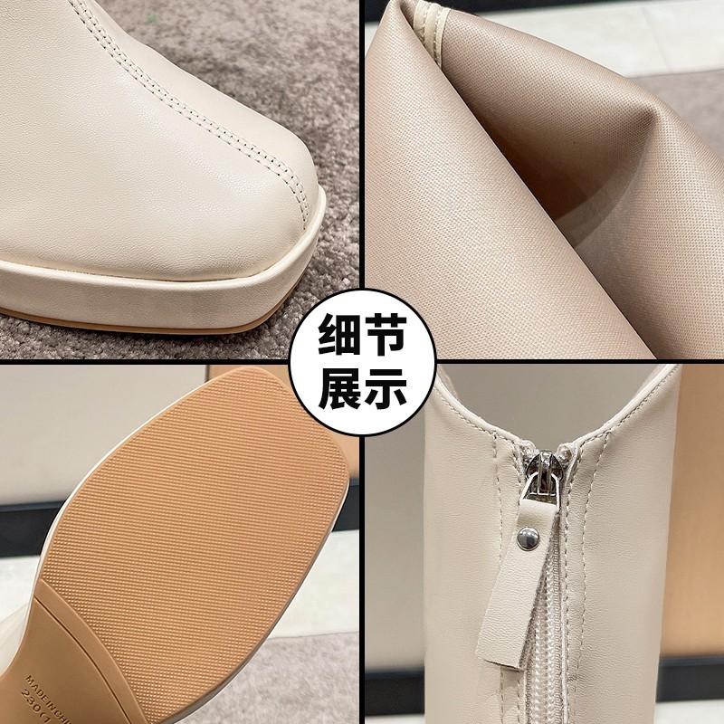 Small Boots Women's Thick-soled Heightened Waterproof Table Boots 2025 New Winter High-heeled Square-headed Knight Boots