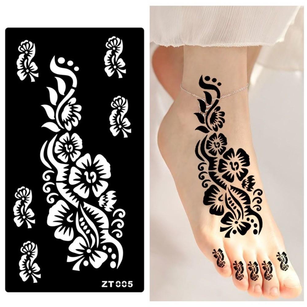 Floral India Temporary Tattoo Ethnic Style Black Tattoo Decals Flower Tattoo Stickers Gifts