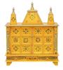 Mandir Pooja in Legno Scolpito a Mano: Altare Spirituale Dipinto di Giallo