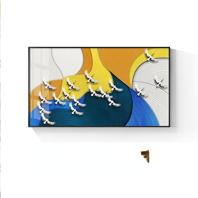Modern Abstract Flying Birds Cloud Mountain Canvas Painting Poster Print Landscape Wall Art for Living Room Decor Home