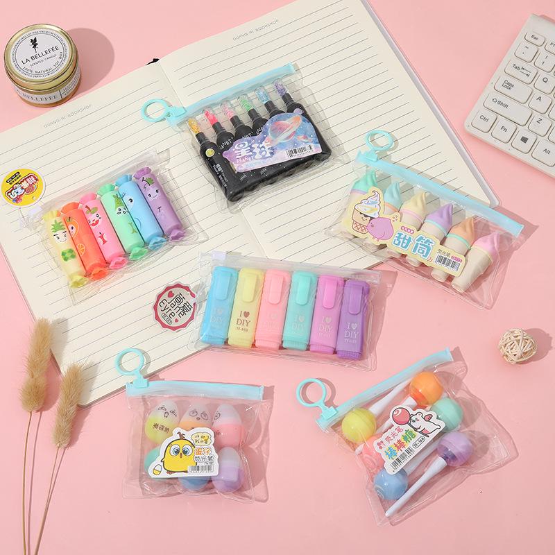 6-Color Mini Pill Highlighter & Marker Set