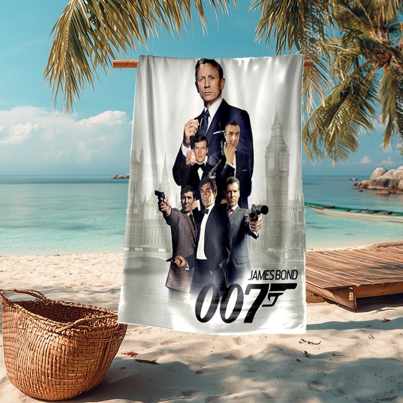 Ultra-Soft Beach Towel with 007 James Bond Theme,Ideal for Pool - Camping, Diving - Perfect Travel Essential, Vibrant Beach Towel.