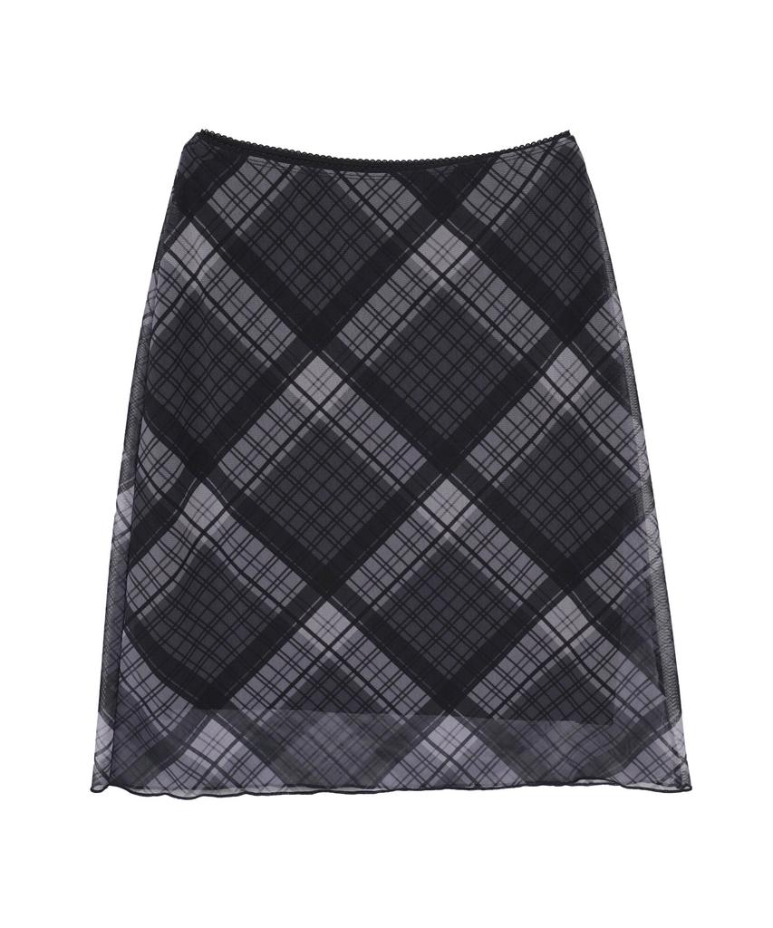 High School Disco Check Midi Skirt_Black