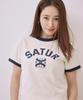 Seteo (W) Arch Logo Ringer Short Sleeve T-Shirt Cream