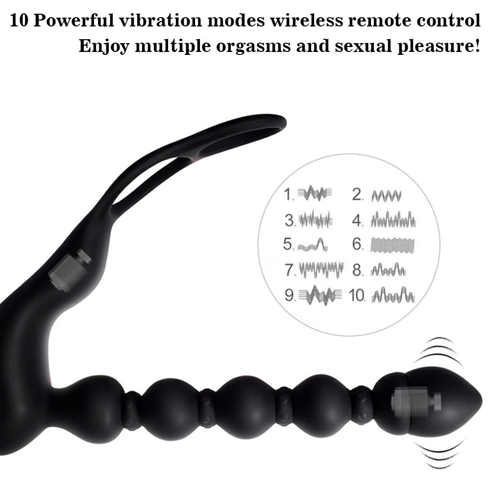 Male Anal Plug Pulling Beads Vibrator Posterior Stimulation Massager Strong Shock Masturbator Adult Products