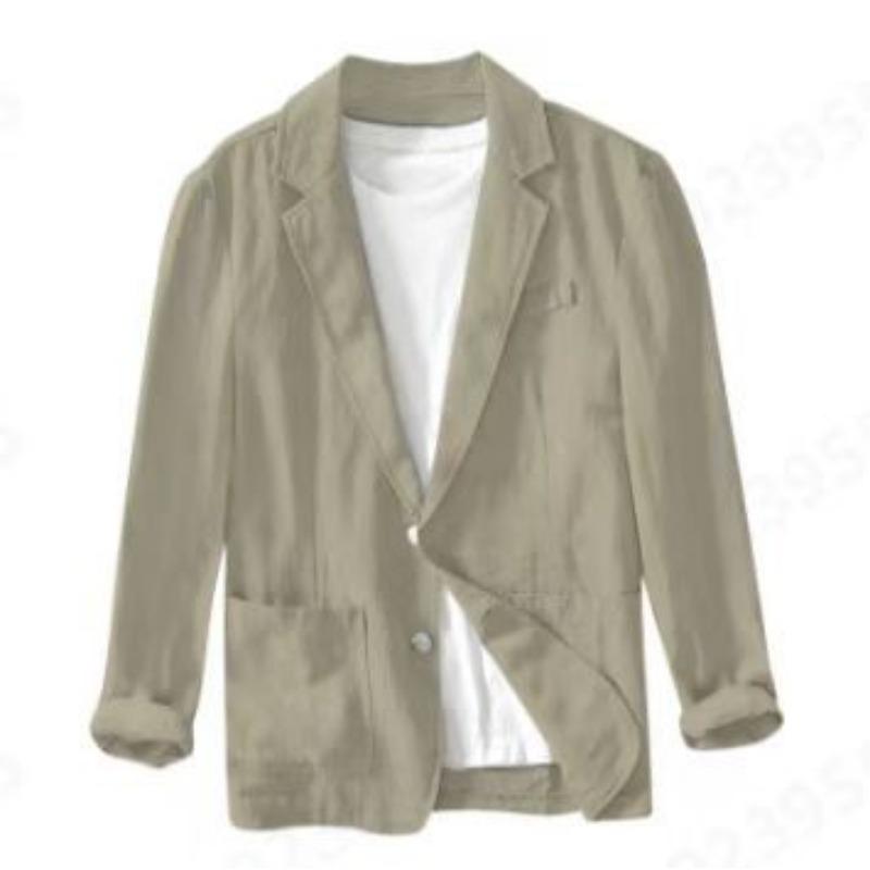 Men Solid Color Long Sleeve Casual Cotton Blazer Business Casual Outerwear