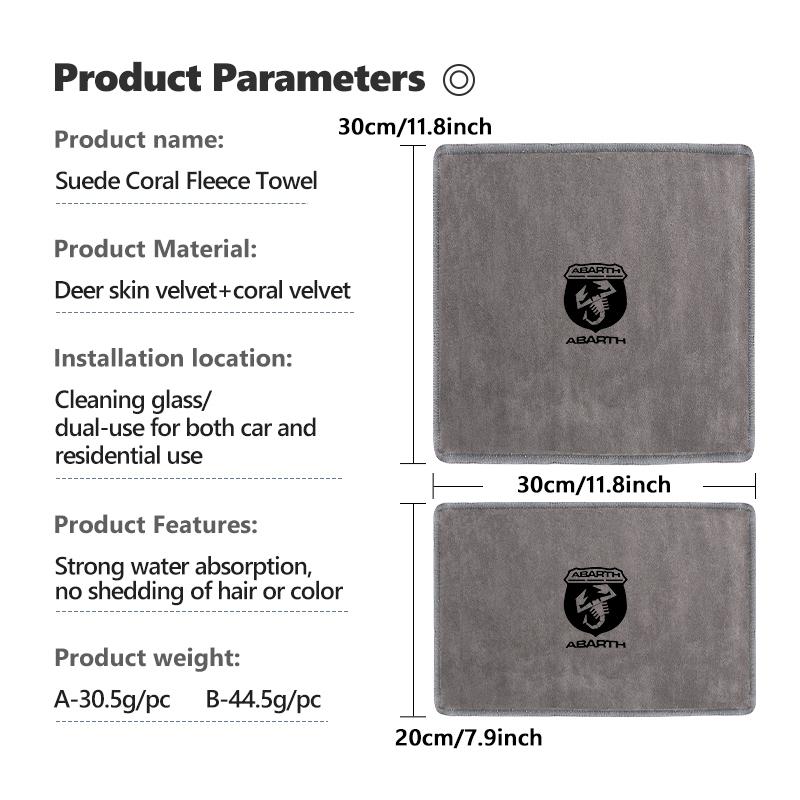 For Abarth Microfiber Towel Car Drying Towel Auto Plush Wash Towel Car Cleaning FR FIAT 500 Doblo Tipo Panda Ducato Punto Stilo