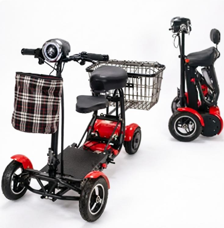 EU Certified Foldable Mobility Scooter for Elderly | Dual 250W Motors, 36V 20Ah Battery, 25KM Range | 4-Wheel Electric Travel Scooter with Basket