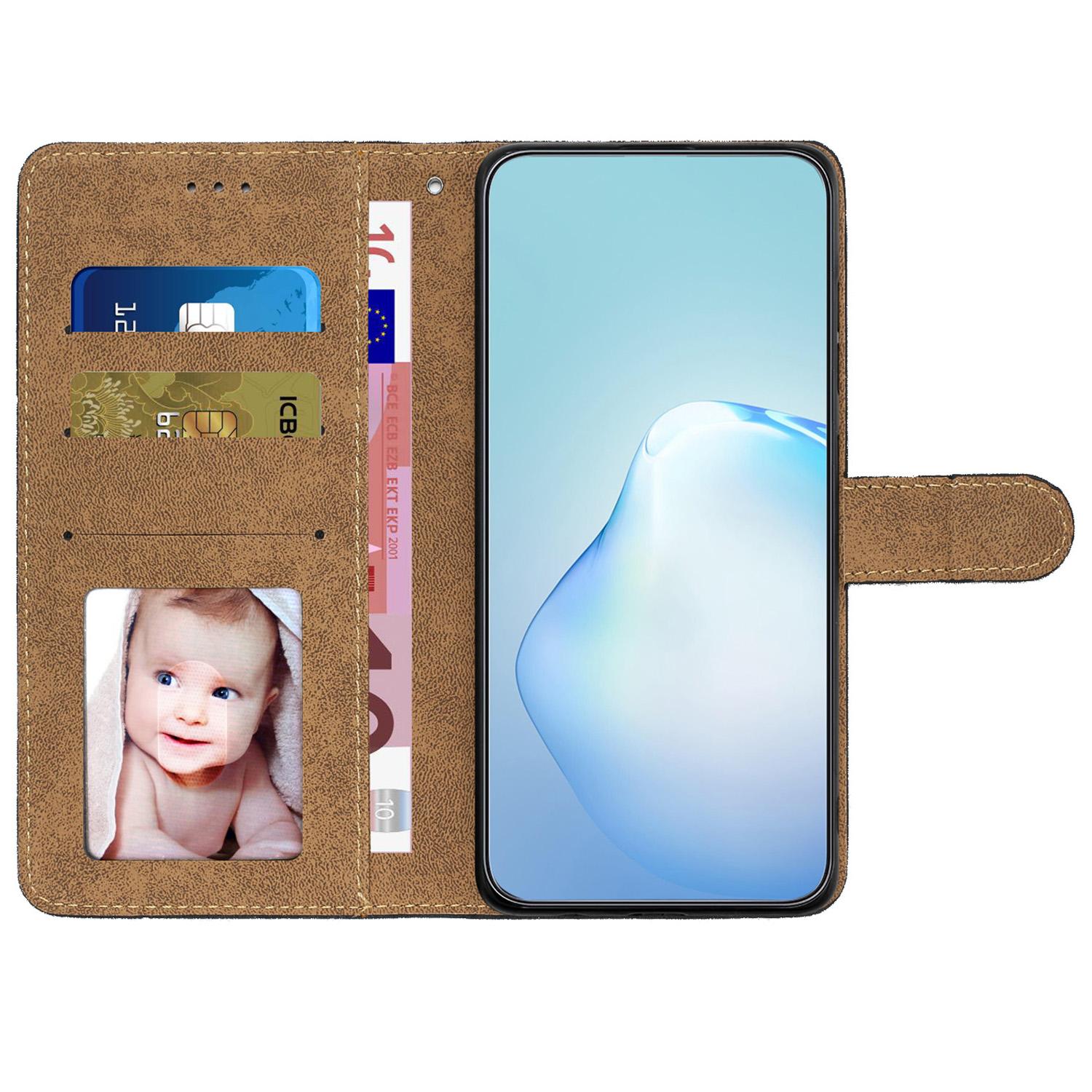 

For Motorola Moto G54 5G Case Crazy Horse Texture Phone Leather Stand Cover Black
