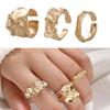 Trendy 3pcs Irregular Textured Rings Versatile and Luxurious Portable Jewelry Accessory for Personal Expression