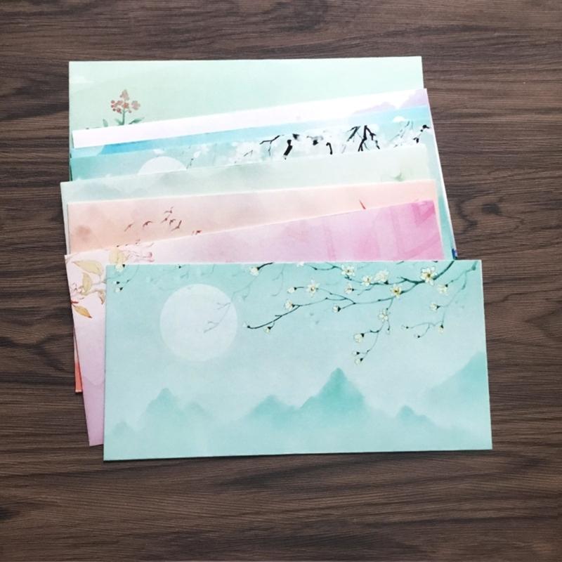 Stationery Paper and Envelopes Set Traditional Letter Writing Paper Color Both Side Writing Stationary Paper for School