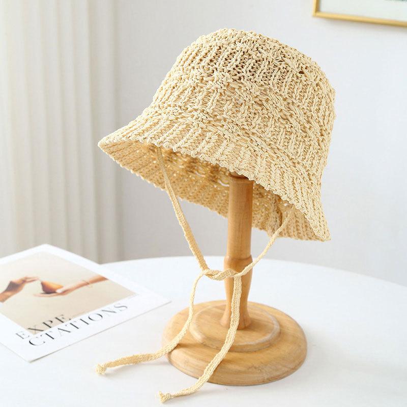 Sweet Korean Style~Bucket Hat, New Spring/Summer Straw Hat, Beach Woven Fisherman Hat Women