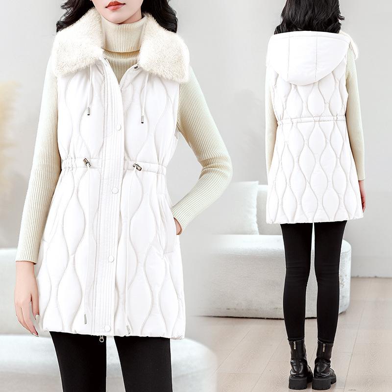 Wear a vest for women's medium and long autumn and winter new products, slim down cotton clothes, vest jackets, thickened vests