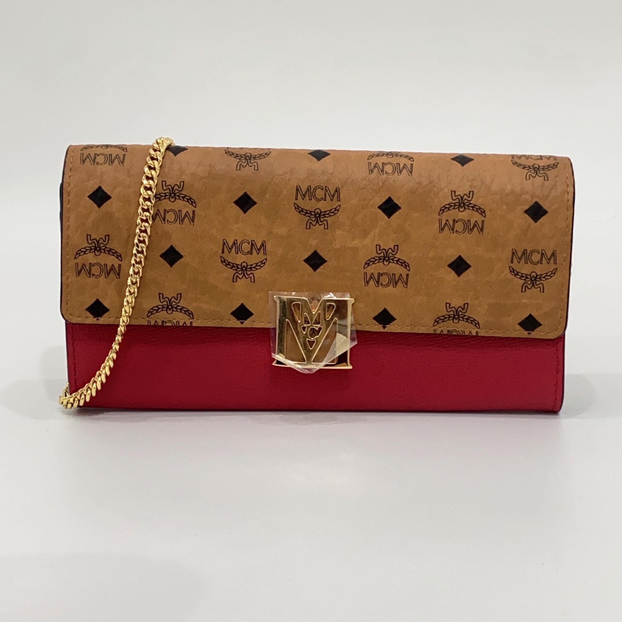[Pre-Owned] Mena Visetos Monogram Color-Block Leather Crossbody Wallet Large - Very Good #XST3E5 ONE SIZE