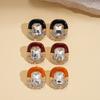 Wind Drop Oil Diamond Oval Square Silver Needle Stud Earrings Court Style Exquisite Premium Earrings