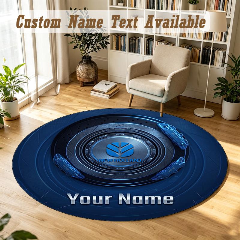 Round Rug Custom NameNew Holland Pattern Non Slip Carpet Home Floor Decor